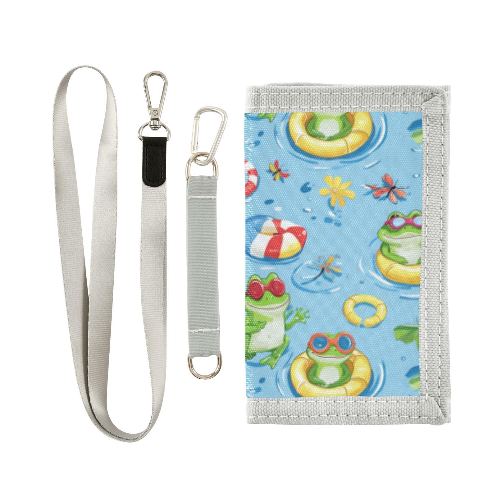 Wusikd Frogs Swimming Kids Wallet for Boys Girls Cute Toddler Trifold Wallets Novelty Wallet for Teens Women Men