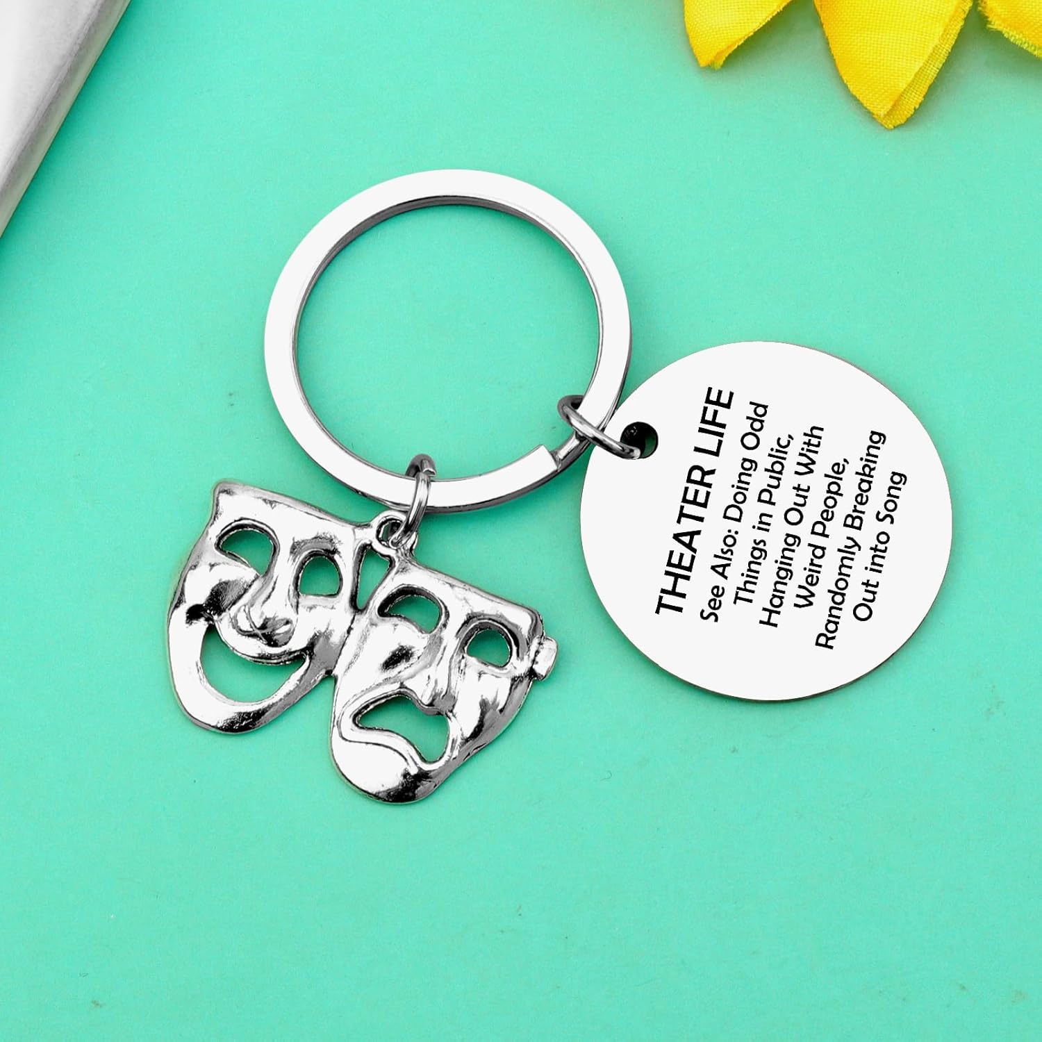 Baipilu Theater Gifts for Women Drama Theater Gifts Keychain Drama Theater Lover Gift Drama Teacher Gift Comedy Tragedy Theatre Drama Keychain Drama Actor Actress Gifts for Women Men Theater Keychain - Image 4