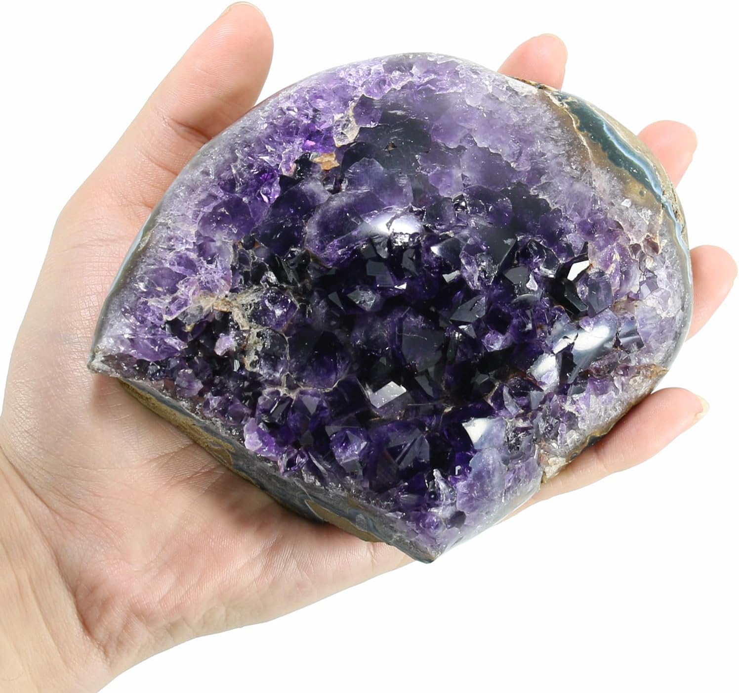 Amethyst Crystal Rock, Real Amethyst Stone, Natural Purple Crystals and Healing Stones, Amathesis Crystal Cluster Geode, Amatista Piedra Natural, Cuarzos Originales De Energia Y Piedras(2.2LB)