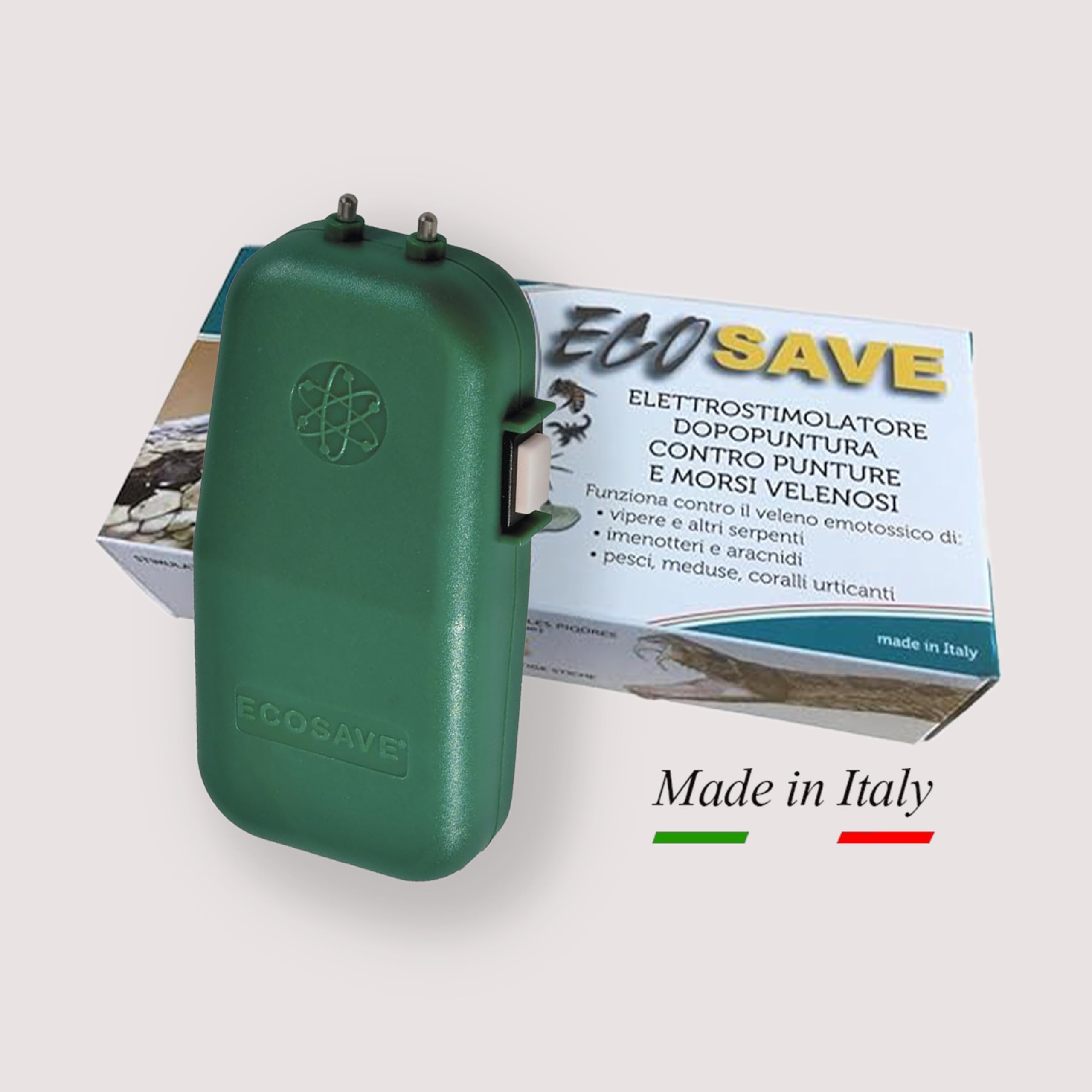 TECNIMED - Ecosave - Elettrostimolatore dopopuntura - Dispositivo di primo intervento contro punture e morsi velenosi tramite il rilascio di microimpulsi elettrici - Made in Italy