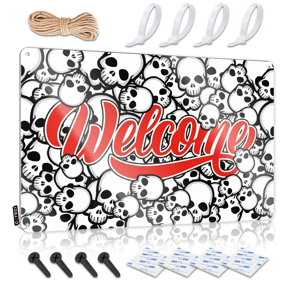 Funny Wall Decor Signs Halloween Funny Welcome Tin Sign Metal Vintage Signs Metal Home Bar Signs(20X30CM)