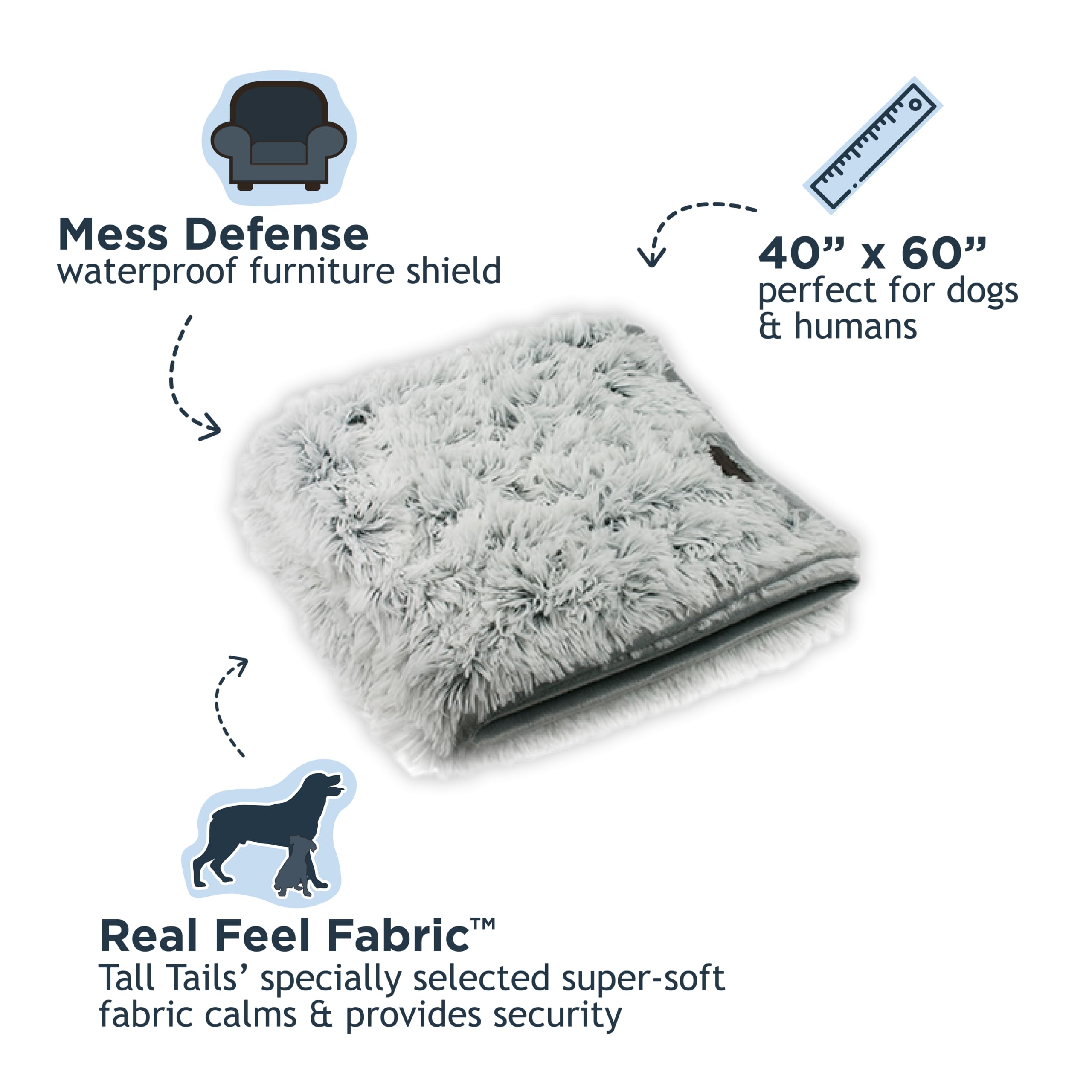 Tall Tails Waterpoof Luxuriously Soft Fleece Dog Blanket, Grey