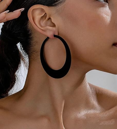 Miniatura 3 de Aretes de aro coloridos para mujer, aretes colgantes de neón de los años 80 y 90, aretes retro mate grandes, aretes gruesos exagerados, joyería Y2K,