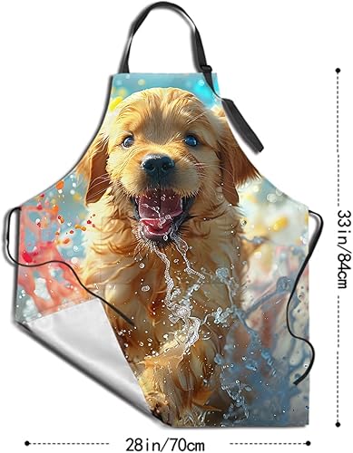 Miniatura 9 de Colorful Apron Polyester Grooming Aprons with Pocket for BBQ Kitchen Painting Adults