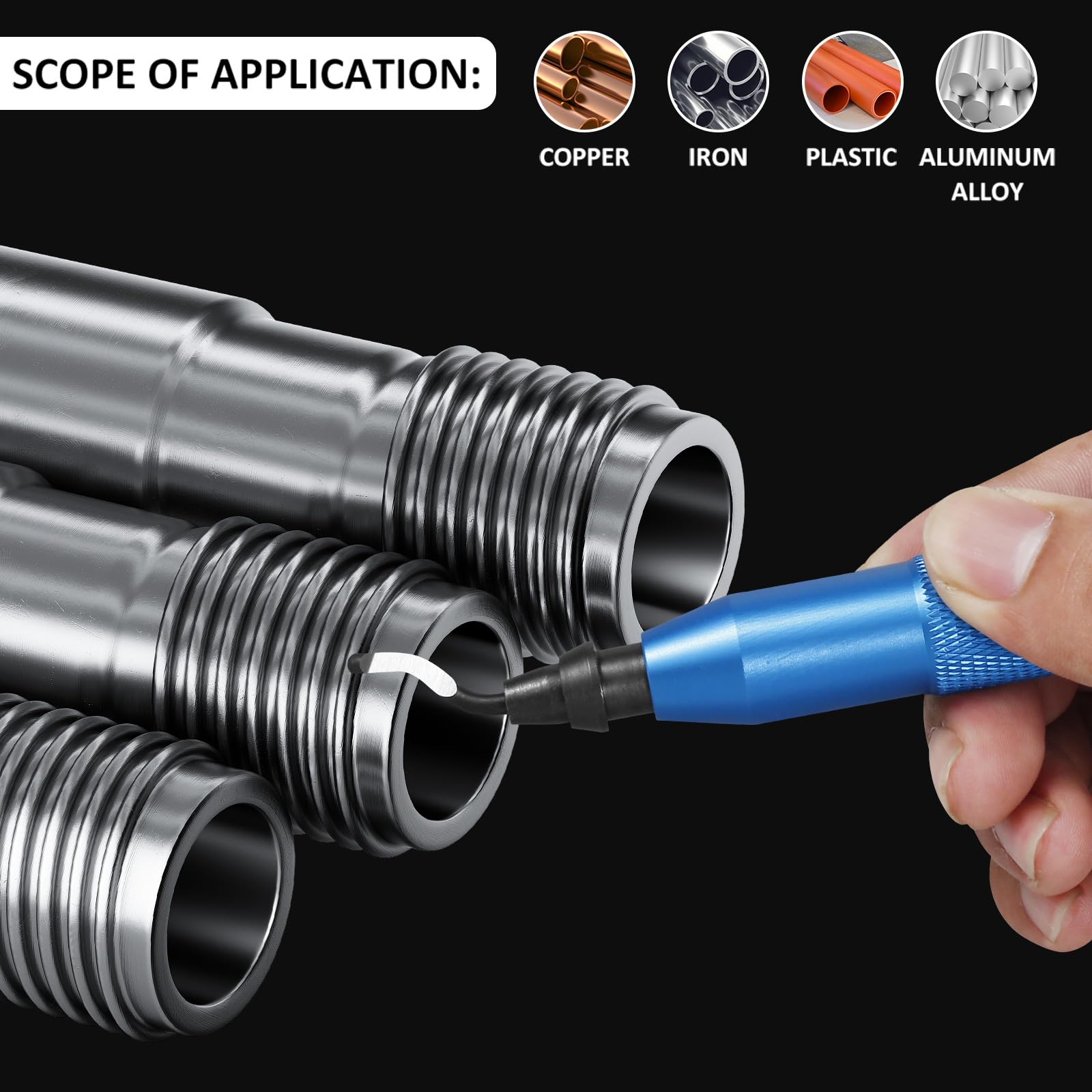 Deburring Tool Kit With 15 Replacement Blades - Edge Burr Remover For Metal, Plastic & PVC Pipes | Hand Deburring Cutter