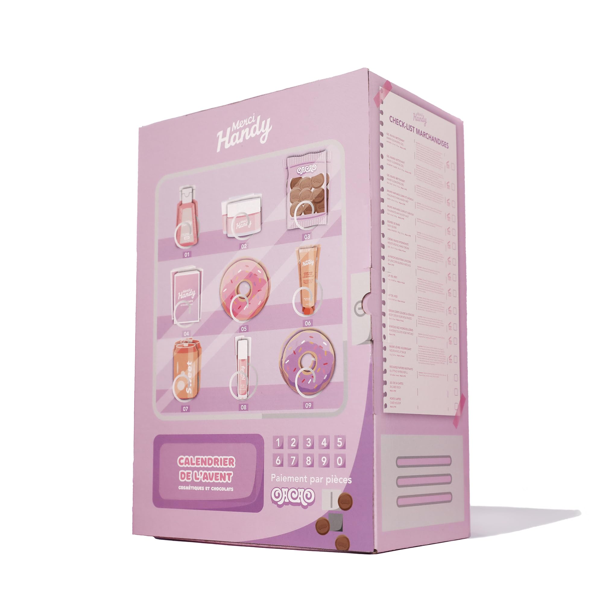 Merci Handy - Calendrier de l'Avent 2025-24 surprises enchantées - 16 cosmétiques, 8 chocolats - Combo beauté-chocolat unique - Édition limitée avec collaboration prestigieuse - 100% recyclable