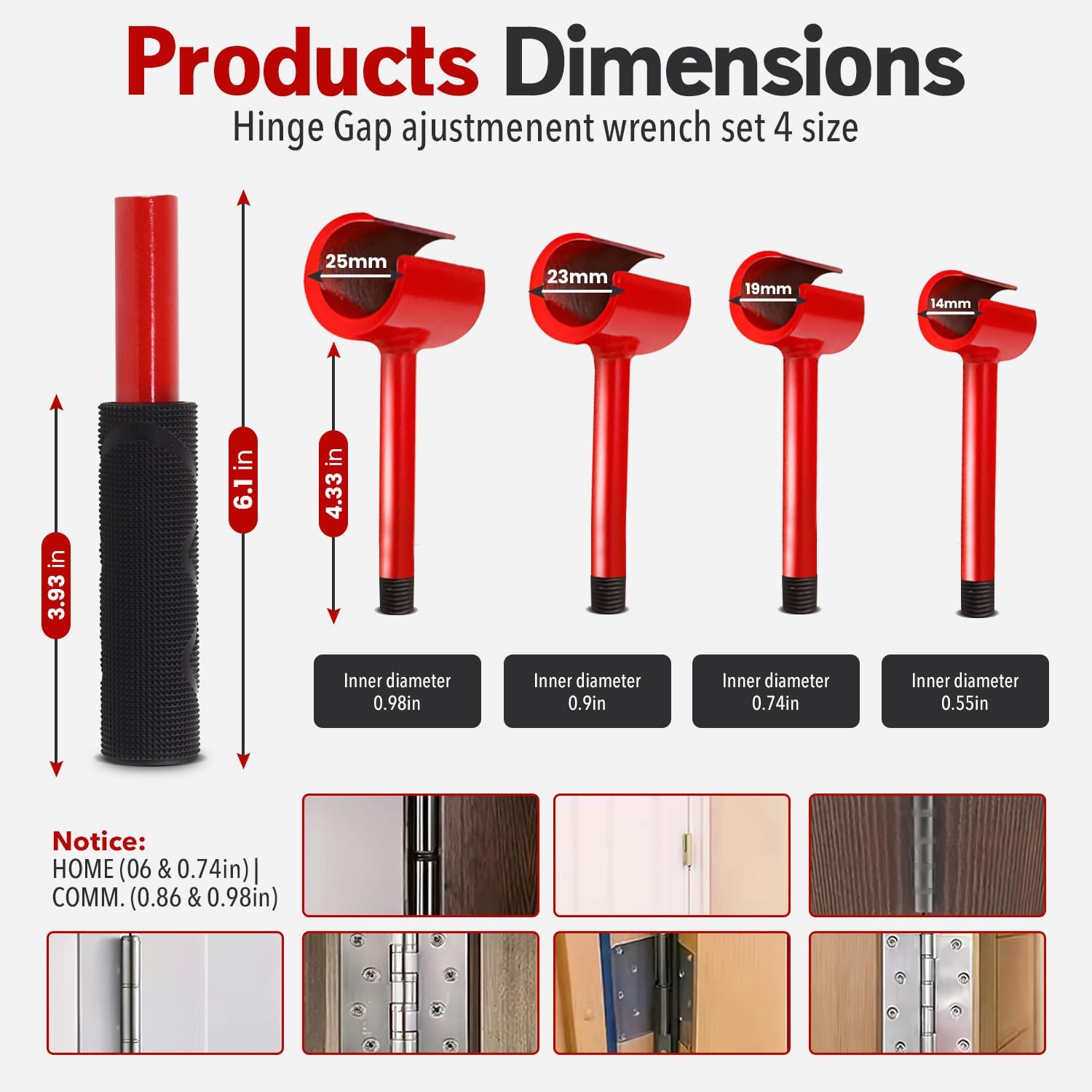 LU & CAIBO- 4-in-1 Door Hinge Adjustment Tool, Hinge Bender Tool, Door Adjustment Tool, Adjusting Wrench, Hinge Gap Adjustment Tool, Door Fixer, Door Adjuster