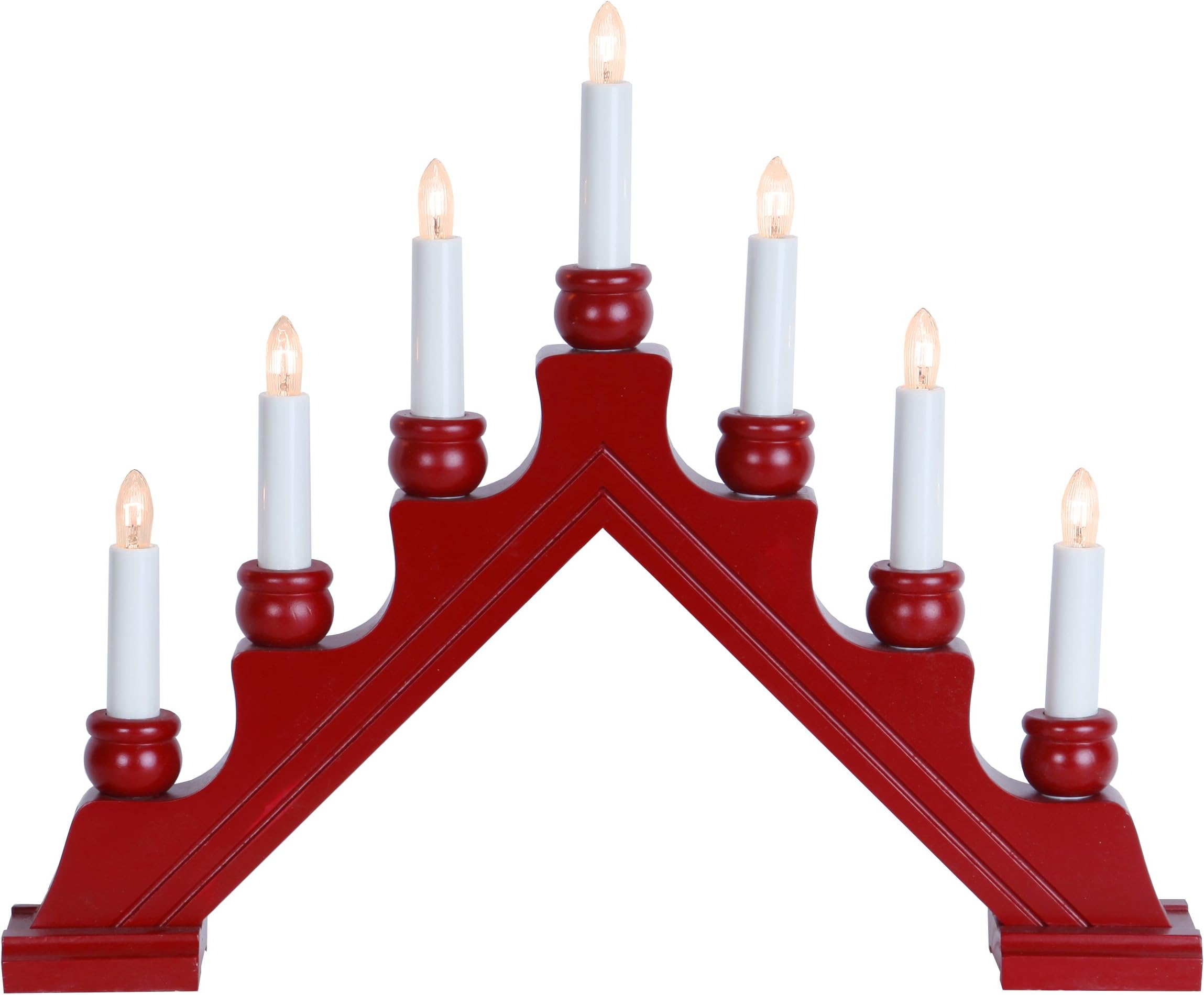 Star Trading 27645-13.75" x 17" 7 Light Electric Red Wooden Karin Swedish Candelabra