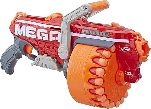 NERF Megalodon N-Strike Mega Blaster de juguete con 20 dardos oficiales Mega Whistler