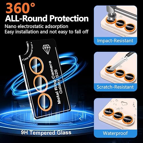 Vista 1085 de para Samsung Galaxy Z Flip 7 Protector de Lente de Cámara, Cubierta de Lente de Vidrio Templado con Anillo de Metal Individual, [Fuerte Adhesión] 1