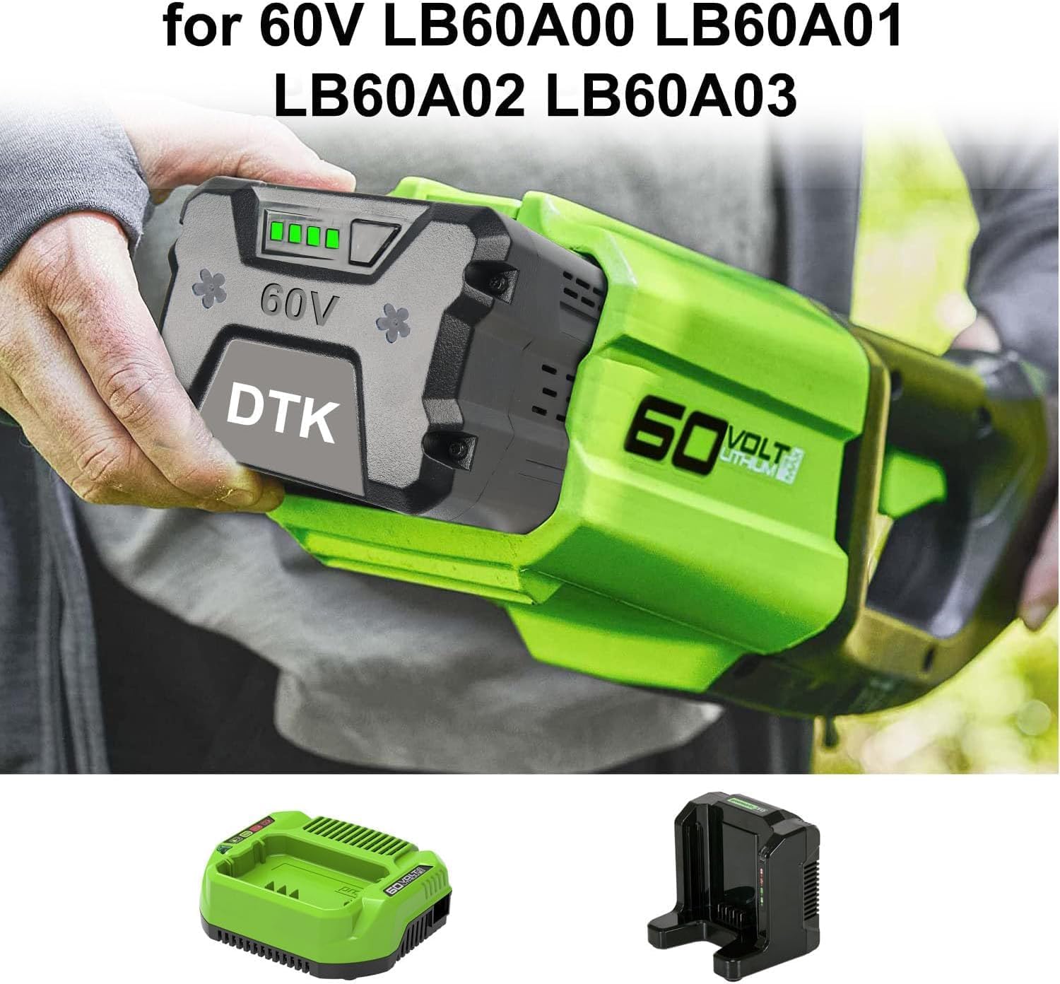 DTK Replacement for Greenworks 60V Battery LB60A00 LB60A01 LB60A02 LB60A03 Compatible with 60V Cordless Tools Lithium Ion Battery 5.0Ah Batteries