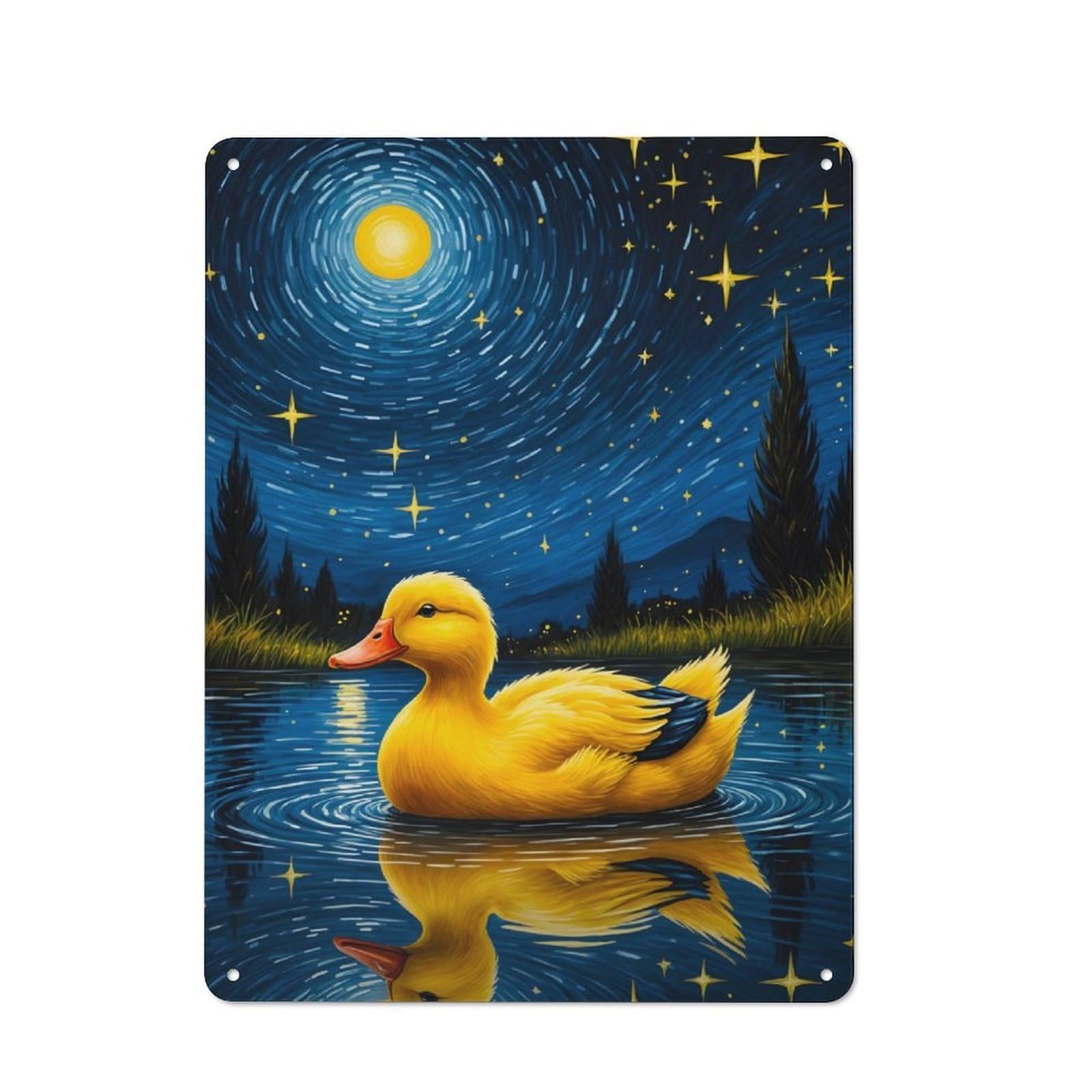 Duck Starry Night Character Metal Wall Decor 40x30cm, Vintage Metal Sign for Home, Shop, Pub Or Studio Wall