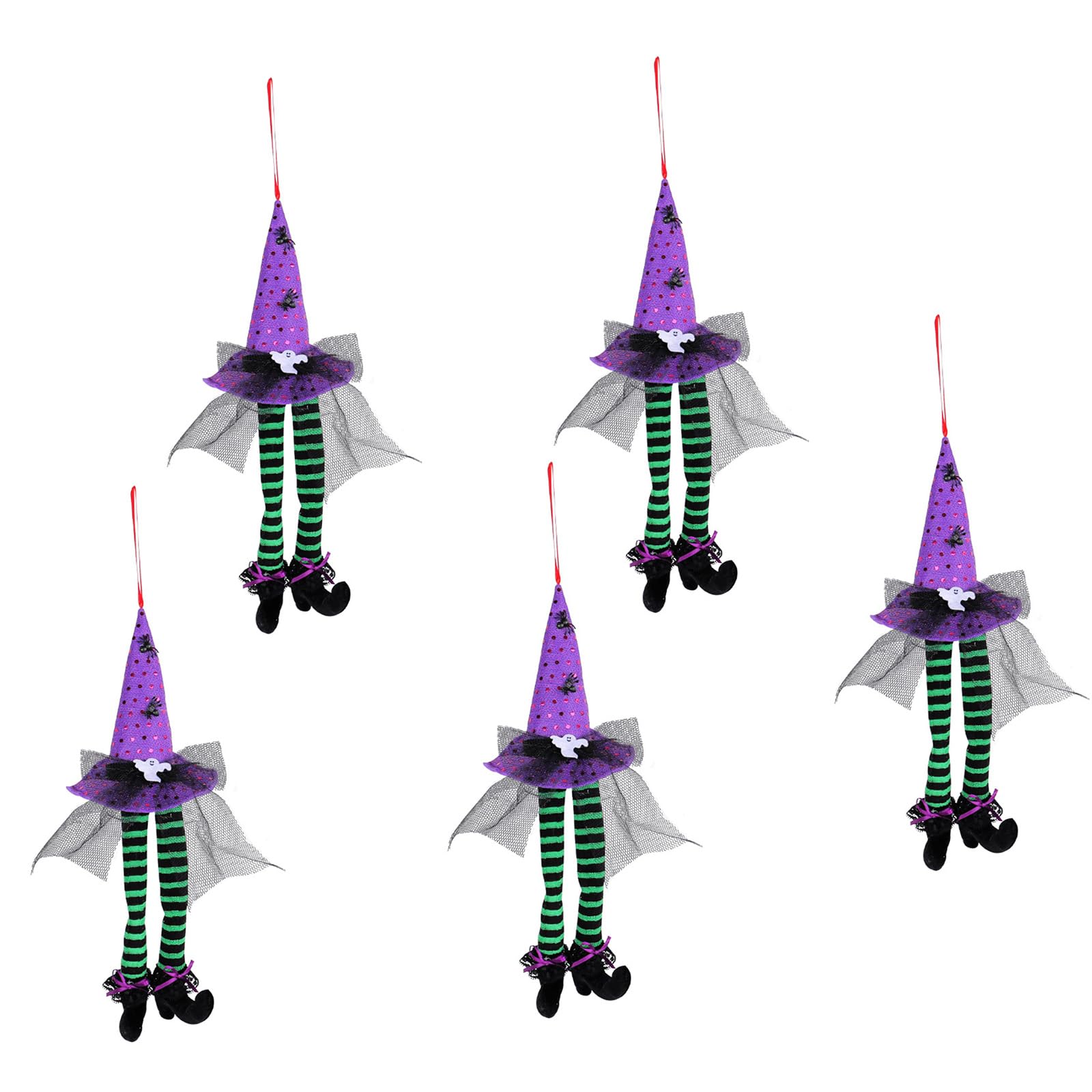 Of 5 Halloween Witch Hat Shape Window Dressings Colorful Hanging Pendants for Parties Stylish Holiday Embellishment Shop Window Dressings