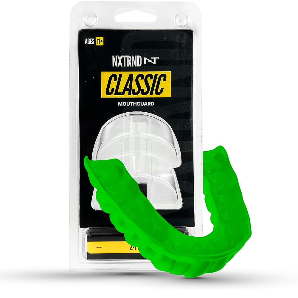 2 Pack Nxtrnd Classic Mouthguard, Custom Fit Sports Mouthpiece for Football, Boxing, MMA, Basketball, Hockey, Lacrosse, Youth & Adult (Green)