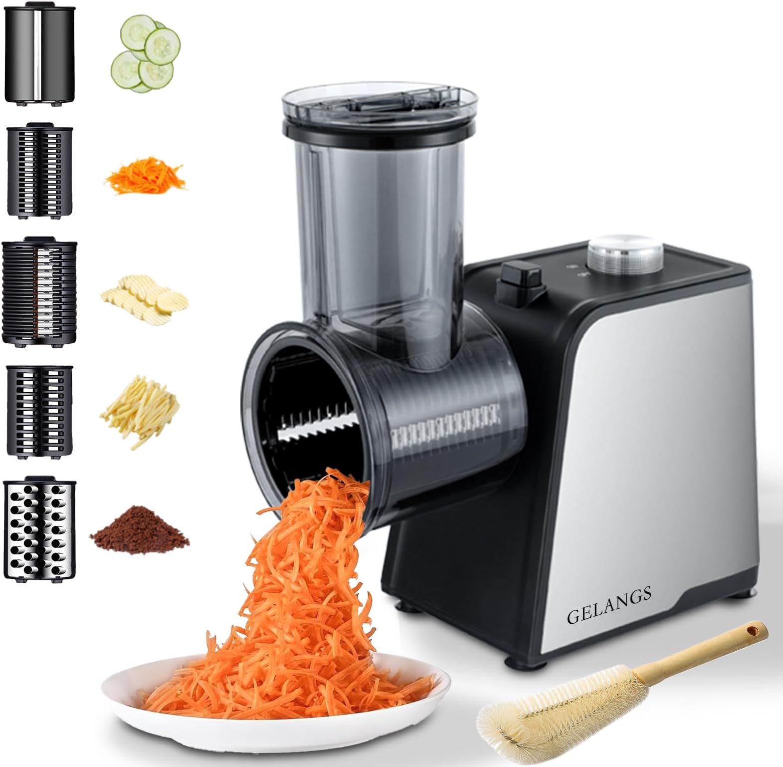 Electric vegetable cutter with cheese grater function and salad machine, suitable for cutting cheese, cutting fruit, cutting vegetables, electric food processor