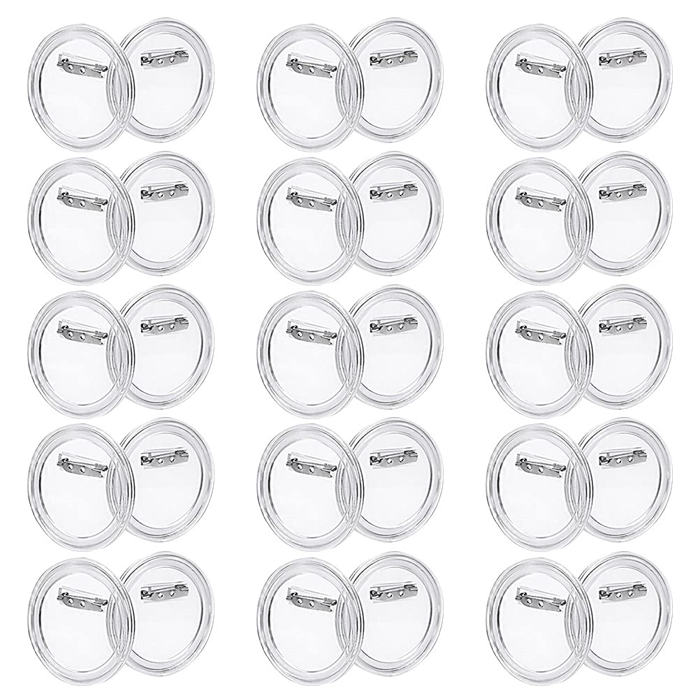 30Pcs 2.4 inch Acrylic Design Button Badge Clear Button Pin Badges Kit for DIY Crafts and Children's Paper Craft Activities and More