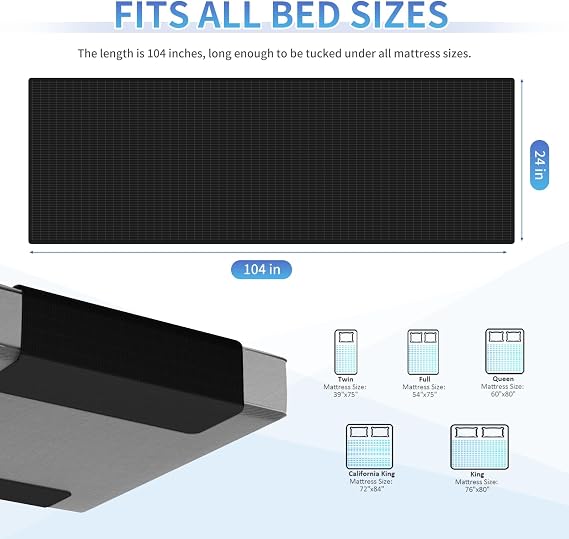 Grounding Sheet for Bed, Organic Cotton and Silver Fiber, Indoor Grounding Sheets for Full Body Balance & Wellness Support (Black,60x266cm)