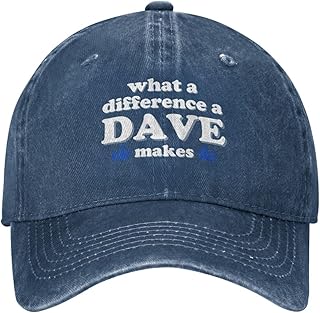 What A Difference A Dave Makes Hat for Men Funny Meme Saying Hat Fun Baseball Cap Summer Hat Dad Hat Black