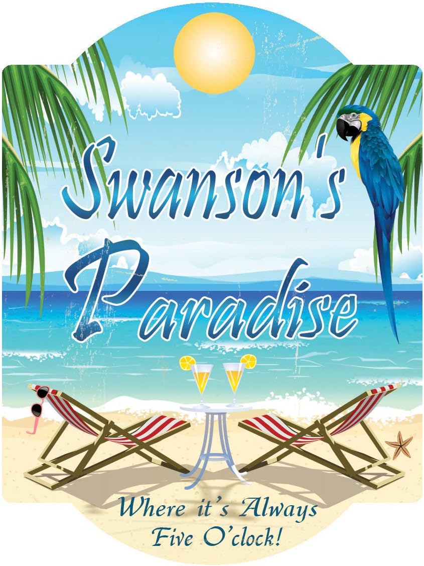 Paradise - Pool Deck/Beach Chair Novelty Sign - Personalized by Redeye Laserworks