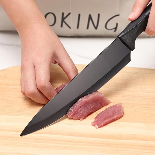 Miniatura 5 de Juego de cuchillos de cocina, juego de cuchillos afilados de acero inoxidable con soporte acrílico, cuchillo de carne dentado, tijeras, cuchillo de