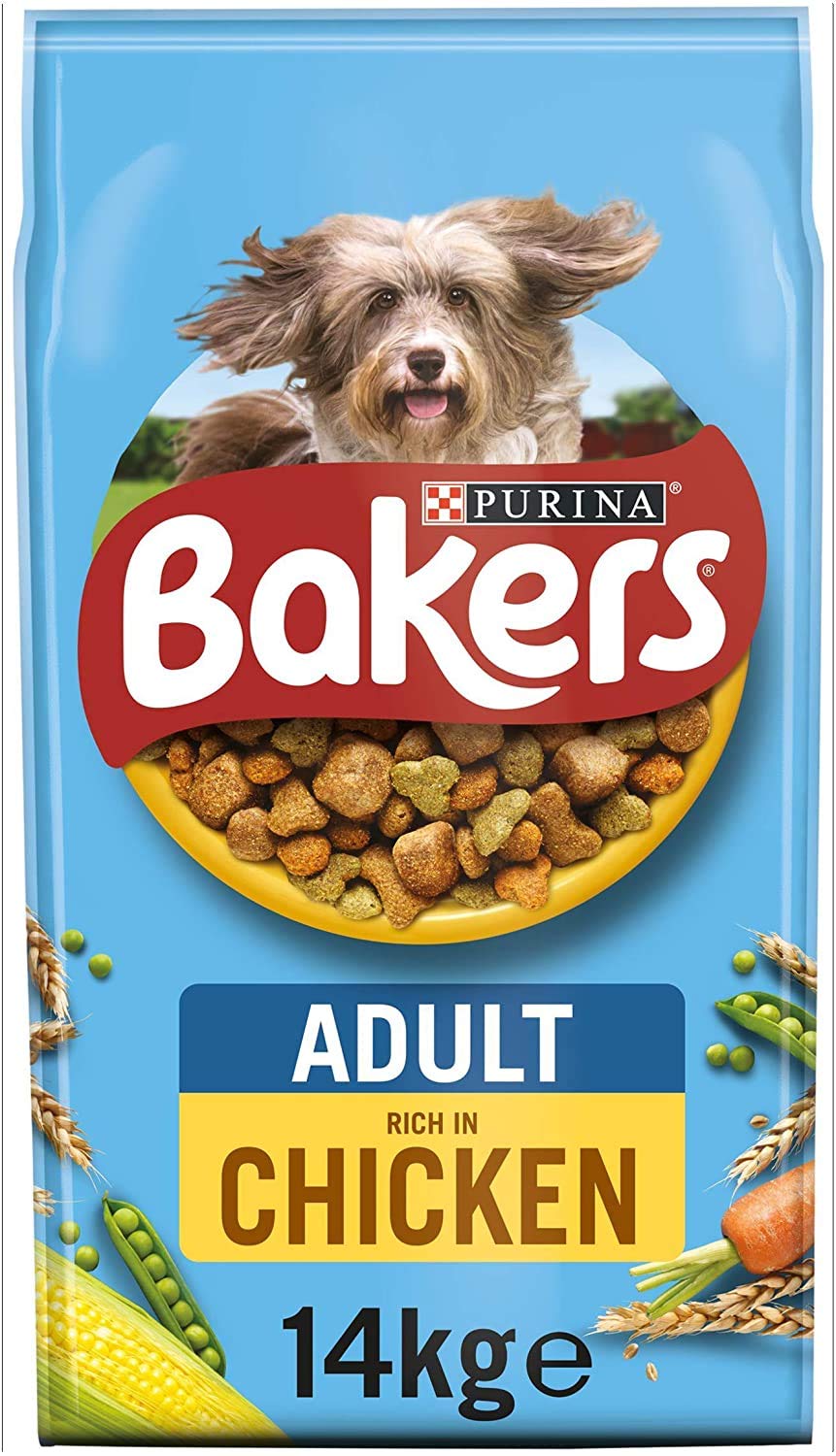 Bakers 3 x Adult Dog Food Chicken and Veg, 14kg