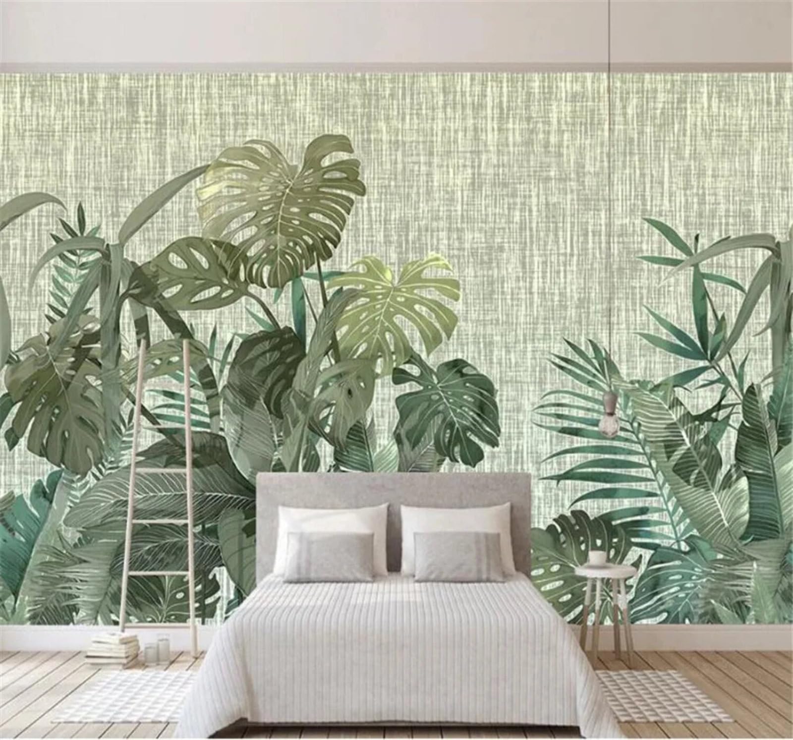 Tzxztt Vintage Minimalist Fresh Tropical Plants Modern 3D Wallpaper Premium Textured Silk Neutral Tones Material Ideal for Living Room Bedroom-250cm×170cm