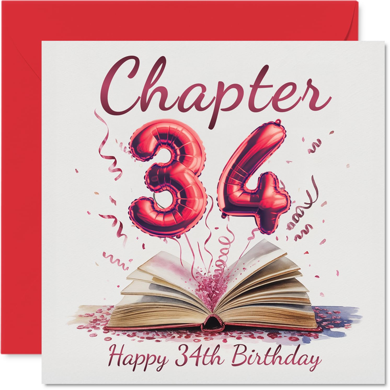 34th Birthday Cards for Women Men - Start of Another Chapter - Happy Birthday Card for 34 Year Old Woman Man Cousin Neighbour Brother Wife, 145mm Bday Greeting Cards