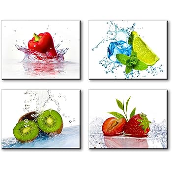 Amazon Com Cortesi Home Fruit Splash Ii Tempered Glass Wall Art 12 X 12 Posters Prints