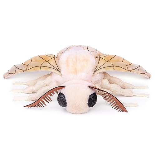 FRANKIEZHOU Realistic Silk Moth Stuffed Animal - White - 10.63"