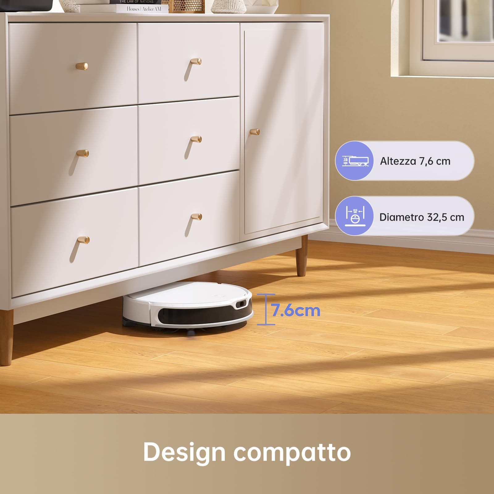 dreame Mova M1 Robot aspirapolvere e lavapavimenti, potente aspirazione di 4.500 Pa, design compatto, mappatura Solid-Fixed (SoF), aspira e lava i pavimenti 2-in-1