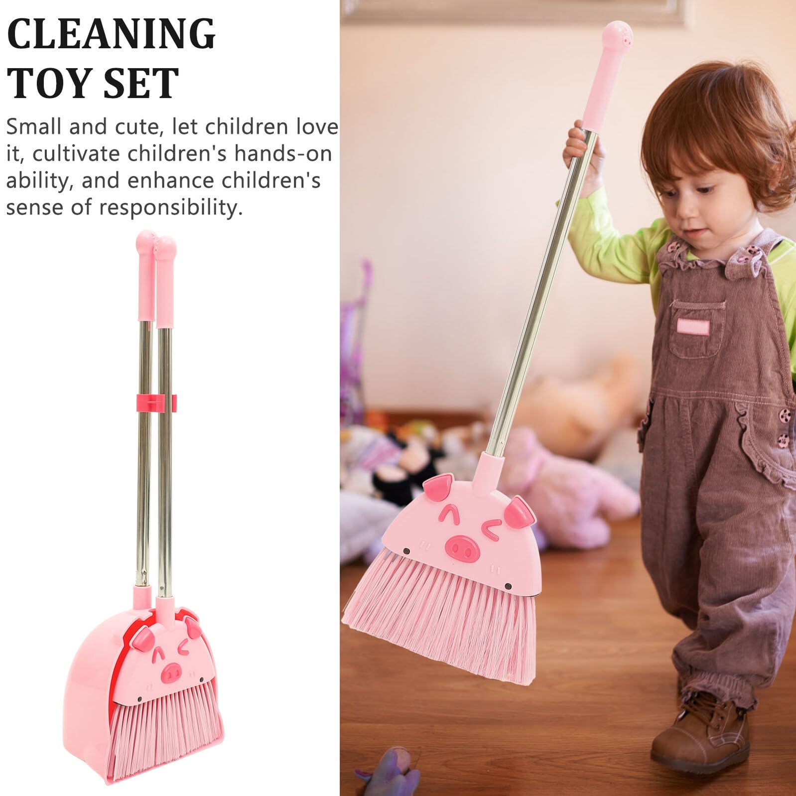 Juego de Escoba y Recogedor 1 Set para Niños Pequeños Rosa