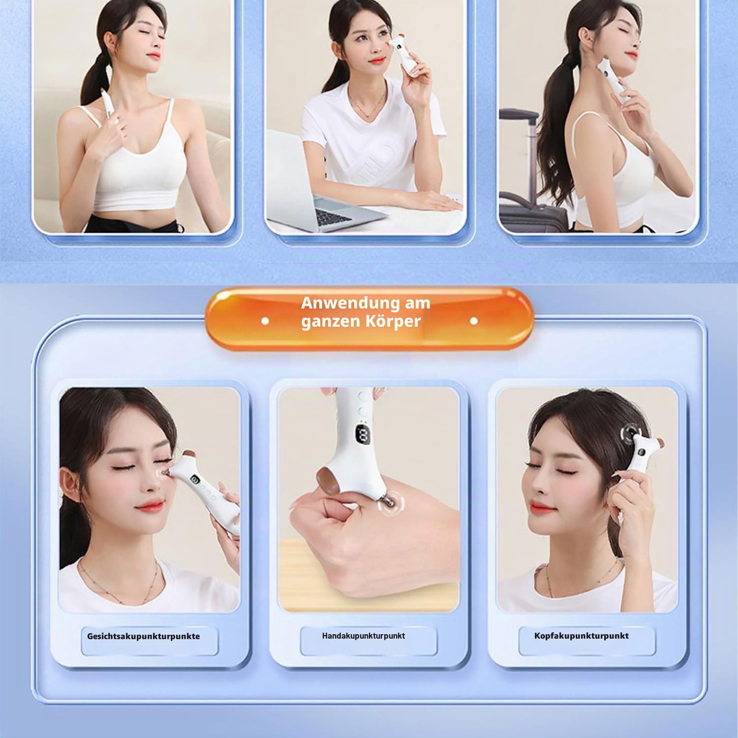 Rezuri - 4-in-1 Jaw Massager, Rezuri TMJ Massager, 9 Intensitätsstufen, 3 Temperaturstufen, 3 Vibrationsmodi, Wiederaufladbares Gesichtsformungsgerät für Doppelkinn, Gesicht und Hals