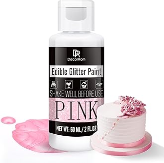 Edible Glitter Paint - 2 fl.oz Metallic Edible Cake Paint for Cake Decorating, Baking, Cupcakes, Candy - Food Grade Shimmer Art Decorative Paint Liquid Luster Dust for DIY Cookie, Fondant (Pink)