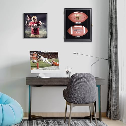 Miniatura 7 de Medikaison Vitrina de fútbol para montaje en pared, con bloqueo, visión clara, tamaño completo, anti decoloración, protección UV, puerta acrílica,