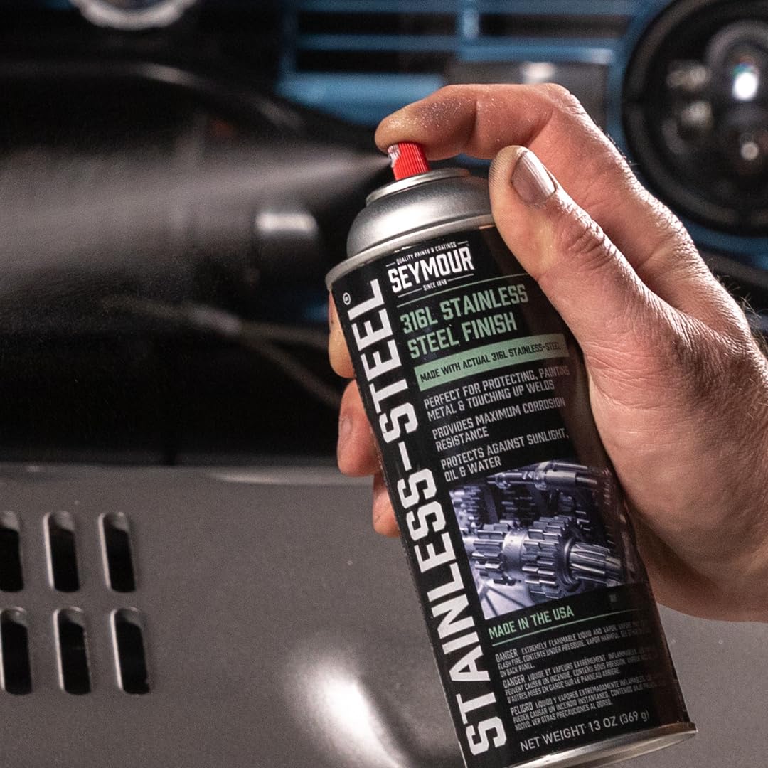 Farba w sprayu ze stali nierdzewnej do ochrony rdzy - spray ze stali nierdzewnej 473.6 g Can, 368.5 g. Waga netto wg Seymour