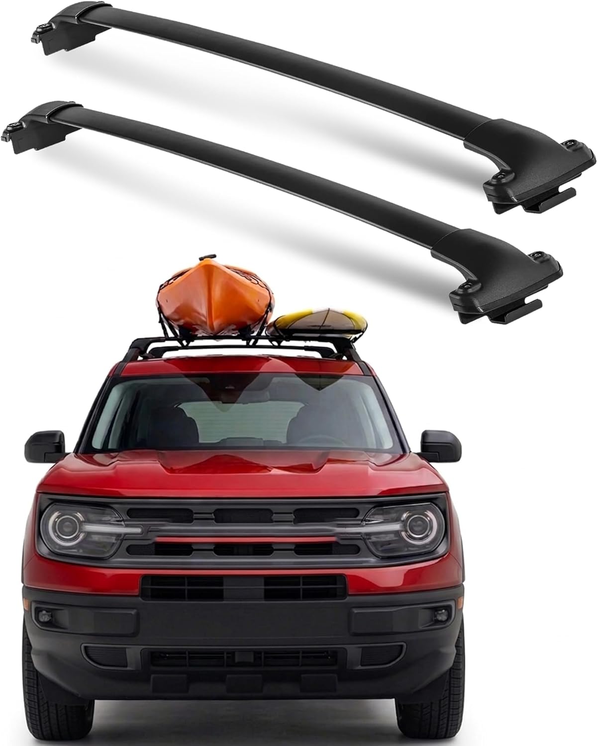Roof Rack Cross Bars 330 lbs for Ford Bronco Sport Off-Road, Heavy Duty Aluminum, No-Drill Clamp-On, Low-Noise Aero Design, Fits Badlands 2021–2026, Outer Banks 2022–2026, First Edition 2021