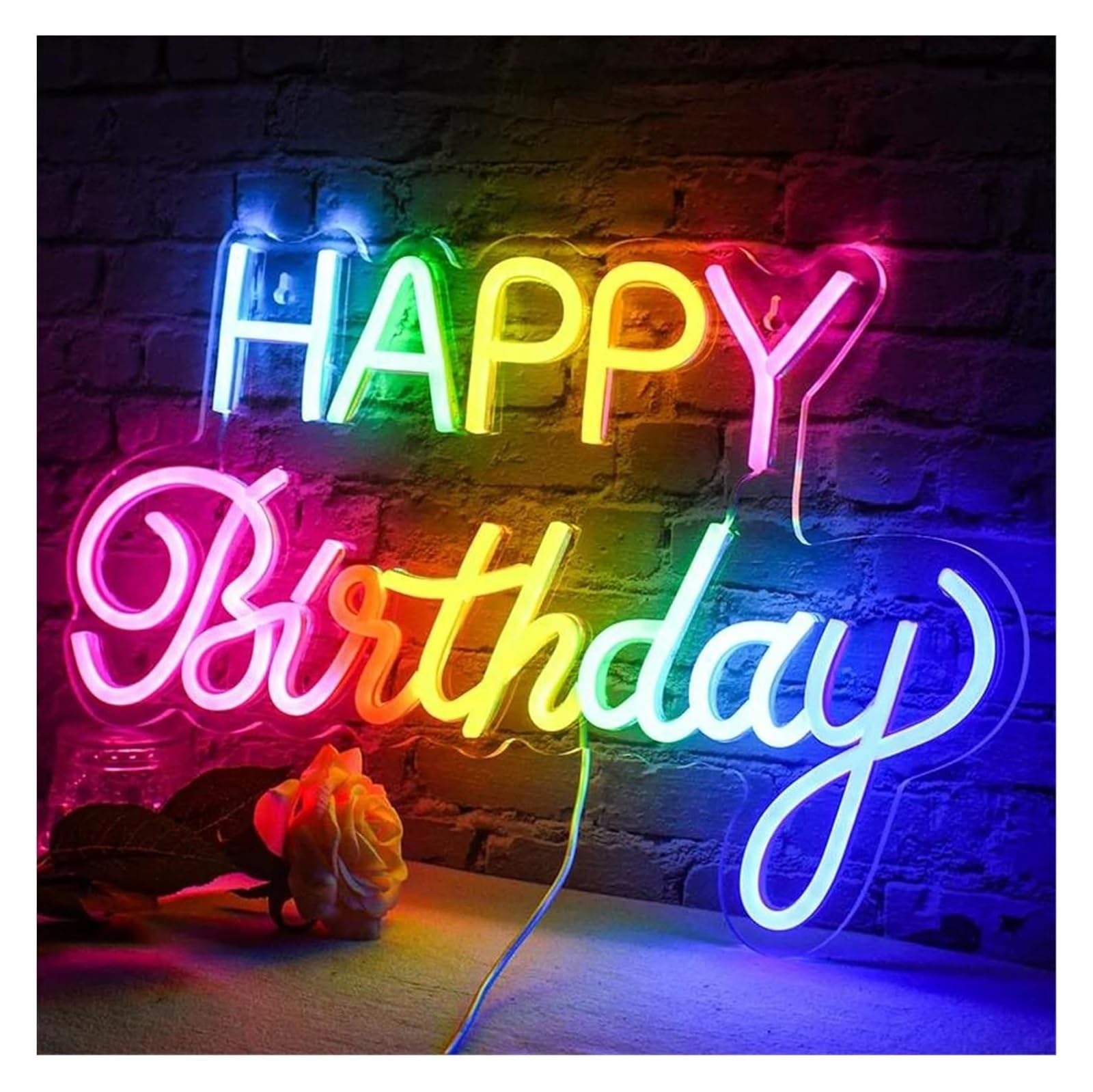 Wexxaii neon Light Sign Colorful Letters Indoor Lighting Neon Sign Happy Birthday, Wall Lights