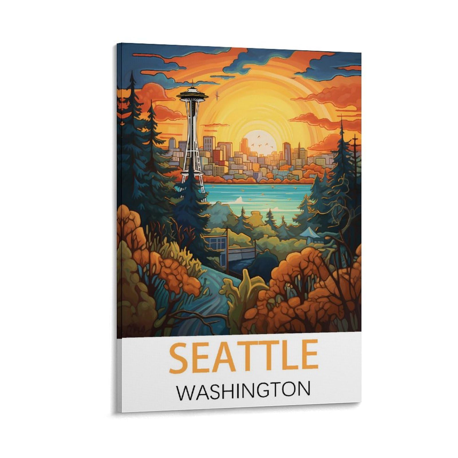 Seattle Washington Vintage Travel Posters 08x12inch(20x30cm) Canvas Art Poster And Wall Art Picture Print Bedroom Decor