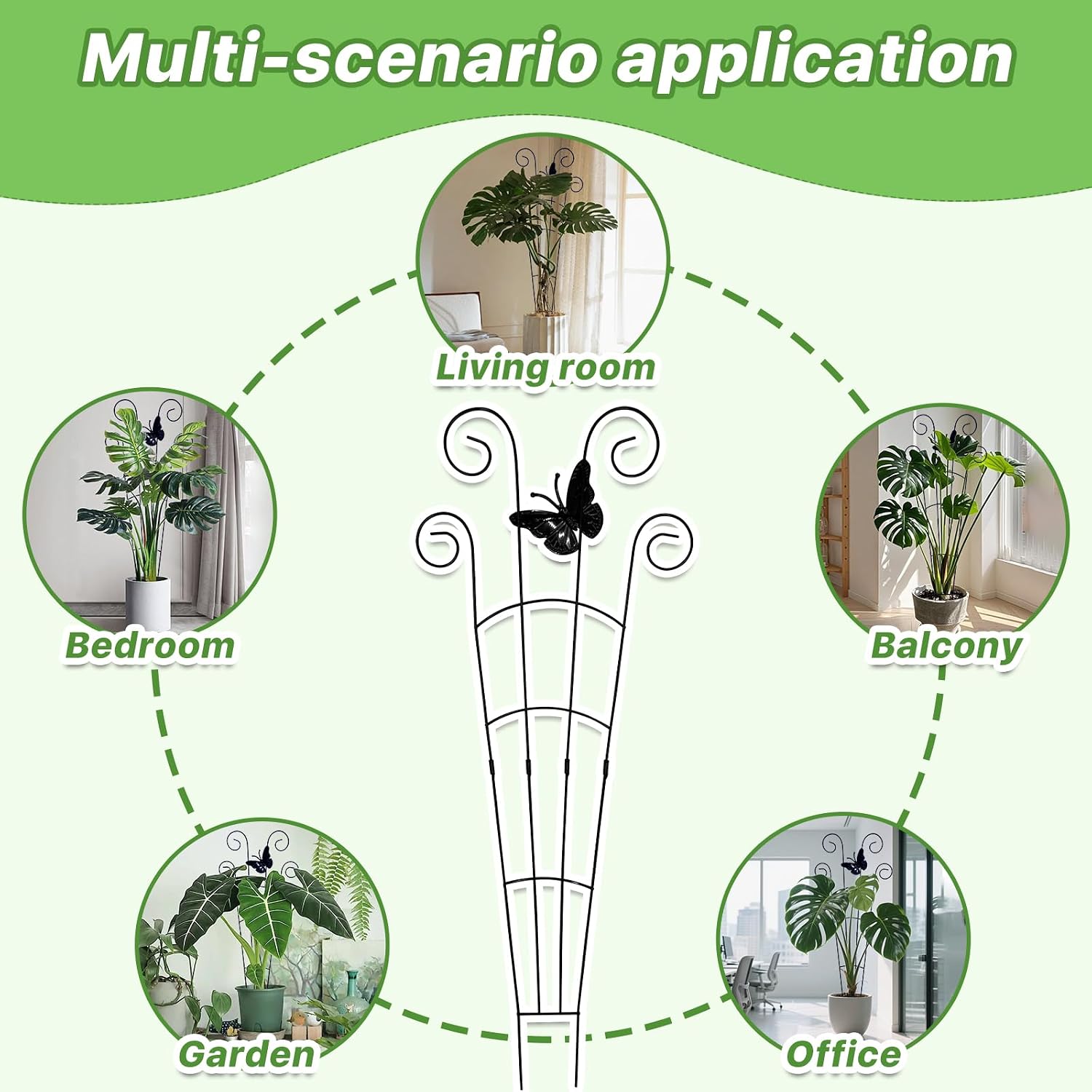 4 Pack 30 Inch Taller Plant Trellis for Potted Climbing Plants Indoor, Expandable Metal Garden Trellis for Climbing Plants, Flowers, Vine, Ivy - Sturdy Houseplant Support with Ties
