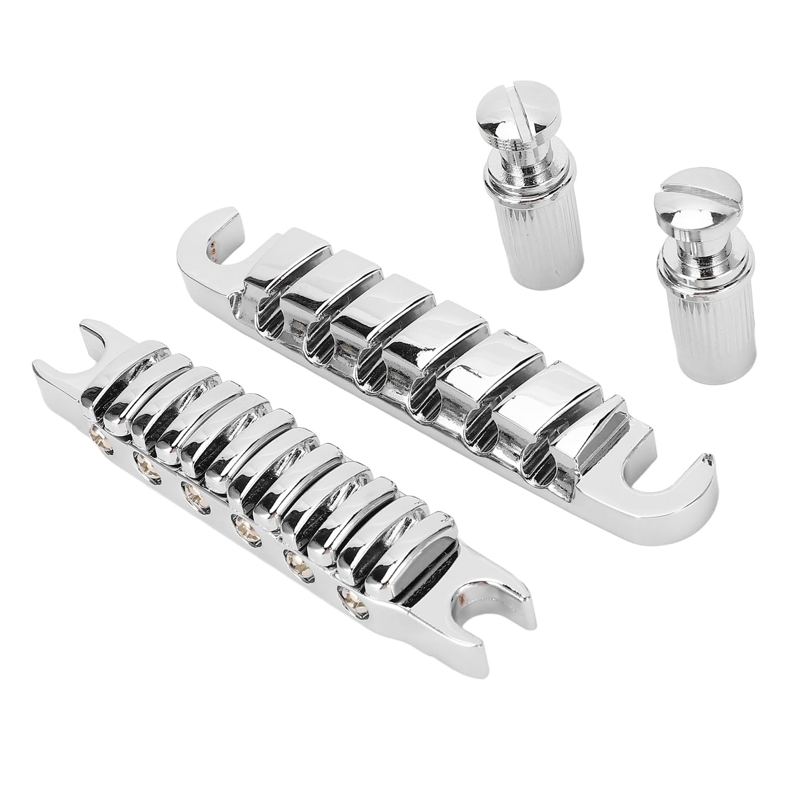 Sostituzione del ponte per chitarra per stile LP |Selle regolabili individualmente in lega di zinco |Spaziatura delle corde di 10,4 mm per tono e stabilità migliorati (Silver)