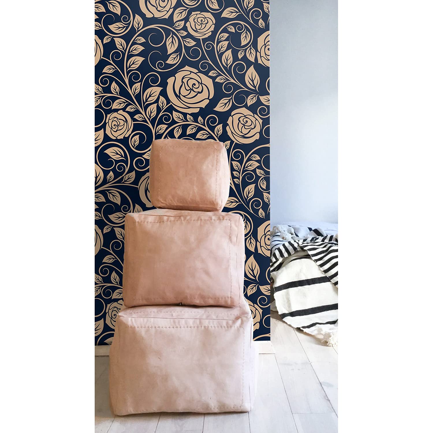 Papier peint intissé de cuisine et salon motif roses vintage