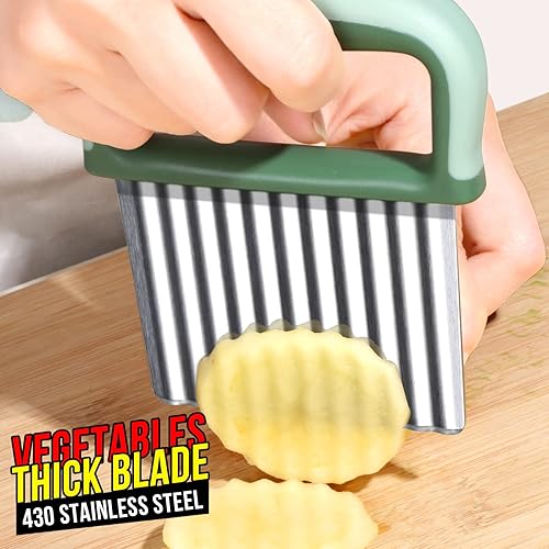 Miniatura 4 de HNYYZL Cortador de arrugas, cortador ondulado de acero inoxidable 2 piezas, cuchillo ondulado, herramienta de corte para verduras, papas fritas