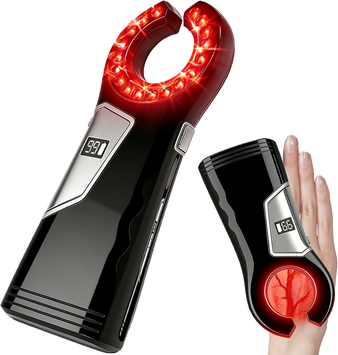 AUNTHUI Portable Vein Finder for IV Access,Professional Rechargeable Handheld Vein Locator with 1–99 Brightness Levels for Nurses, Clinics & Home Use,Suitable for All Skin Types - Black