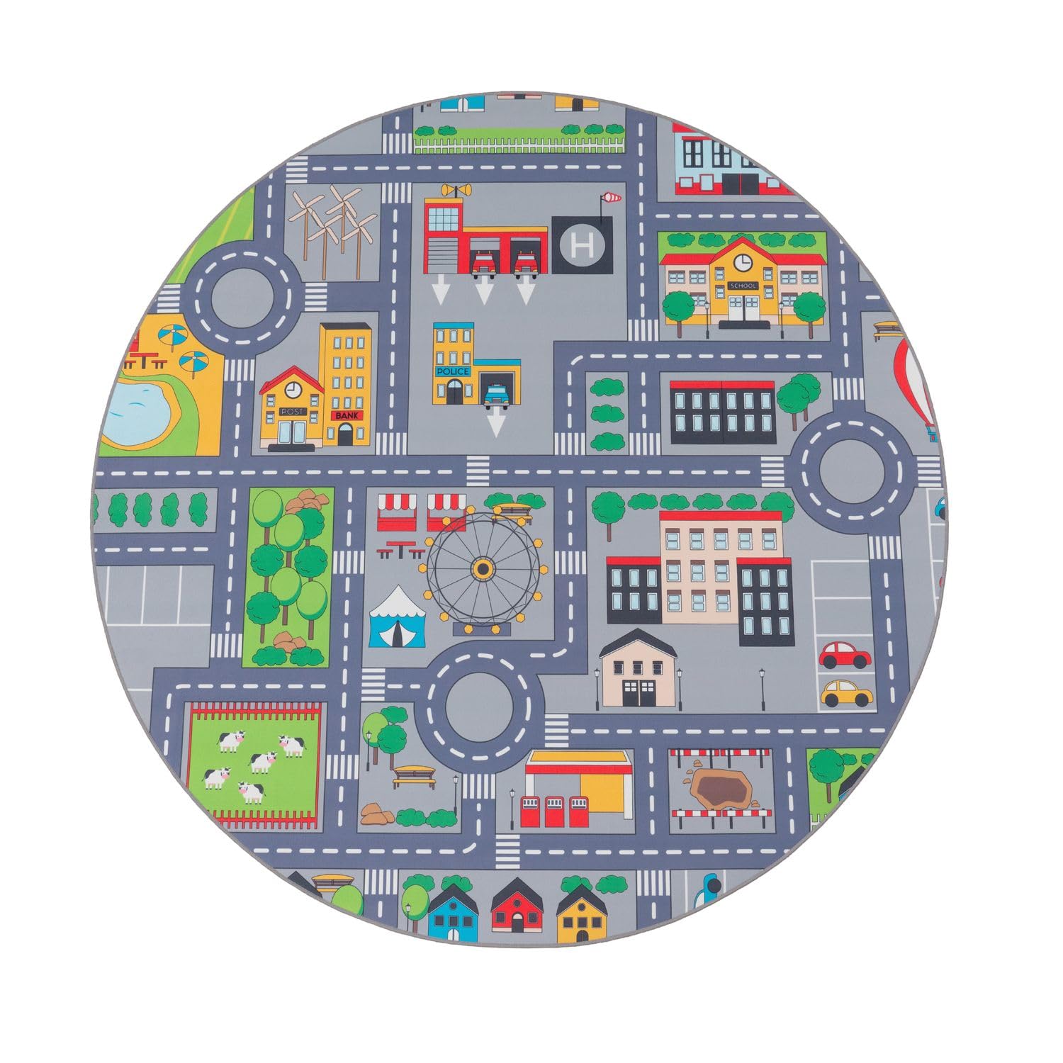 TT Home Tappeto da gioco per la camera dei bambini con motivo di strade e auto, in grigio, Dimensione:160x220 cm