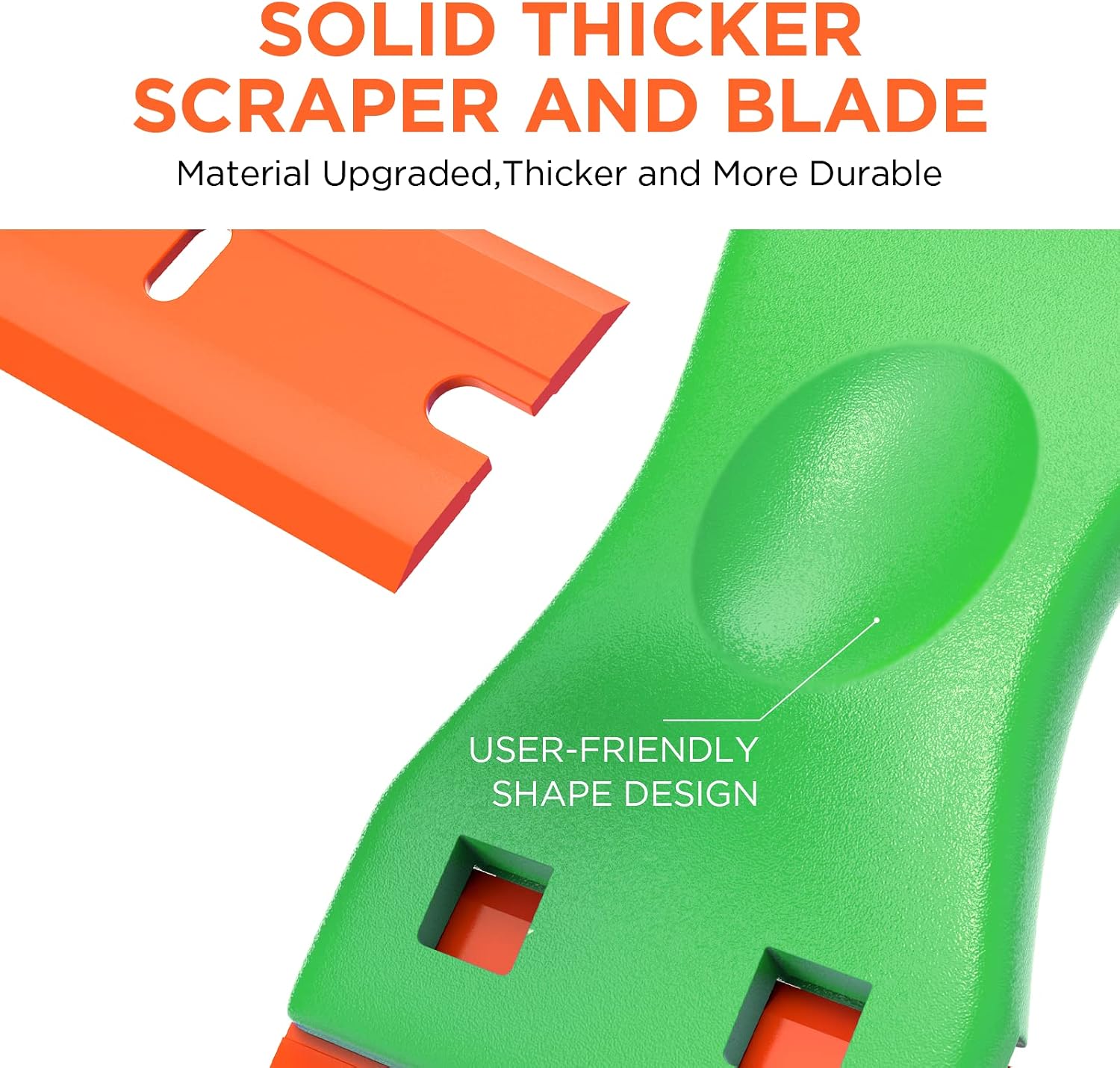 Plastic Razor Blades Scraper Tool - 2 Pack Wall Paint Remover with 100 PCS Blades Kit No Scratch Car Window Glass Wood Sticker Removal Floor Stove Kitchen Vinyl Adhesive Decal Tape Cleaning