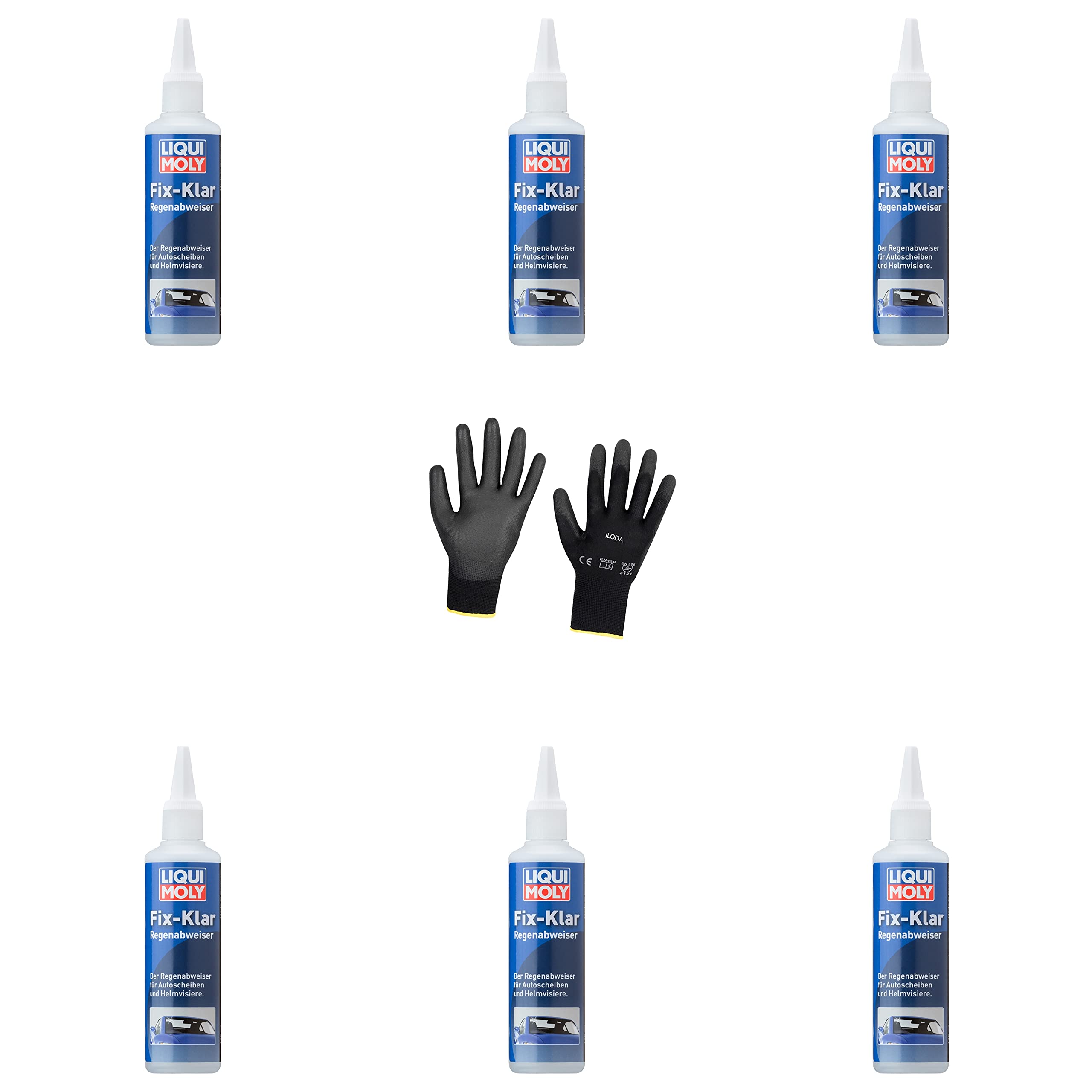 6xOriginal Liqui Moly 125ml Fix-Klar Regenabweiser 1590 Schutzhandschuhe