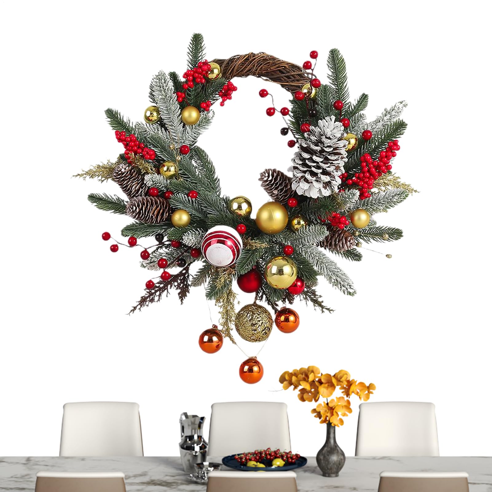 Guirlande décorative souvenir et couronne de Noël pour fenêtre et extérieur
