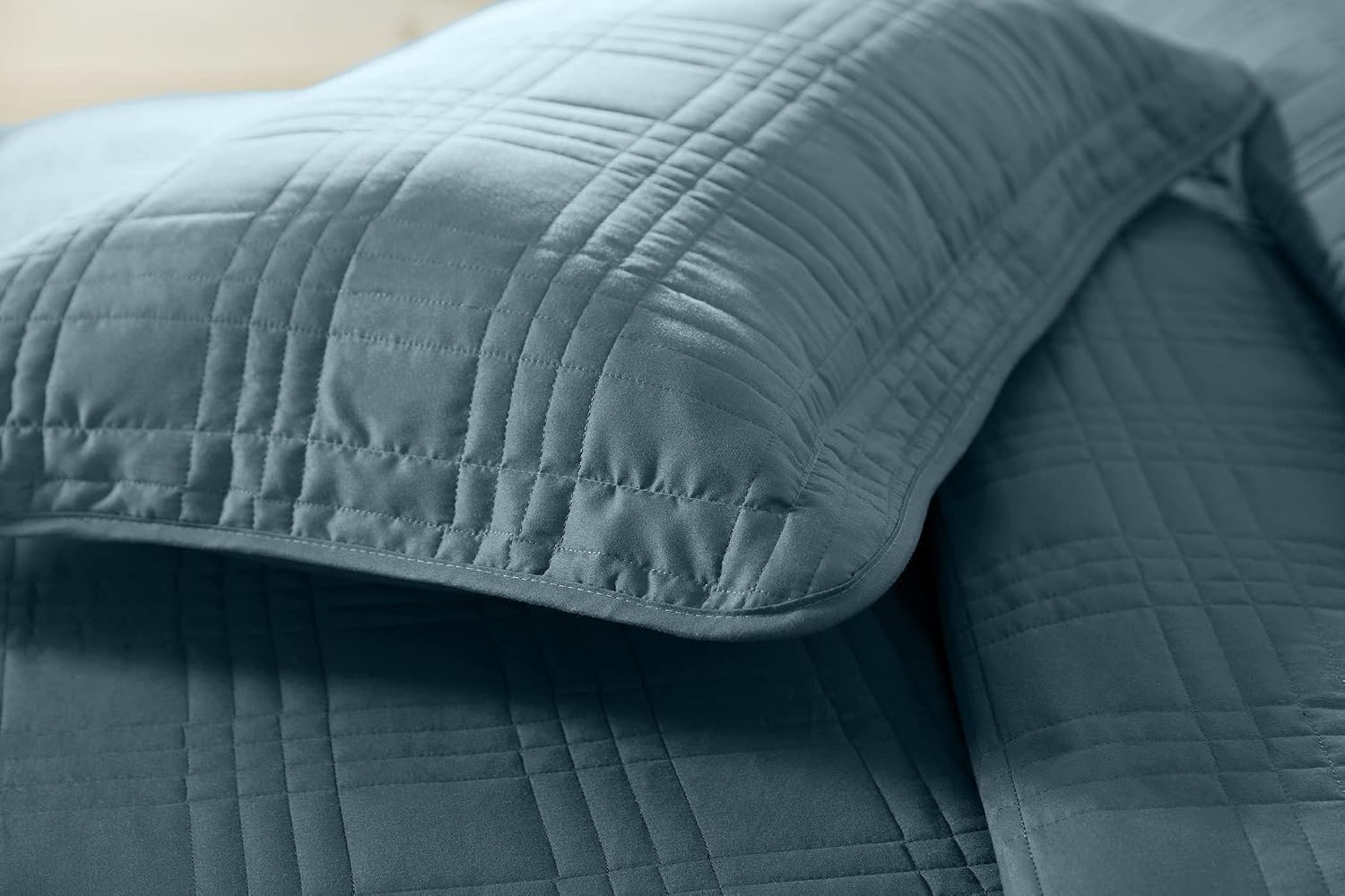 Chezmoi Collection Kingston 3-Piece Oversized Bedspread Coverlet Set (Queen, Blue)