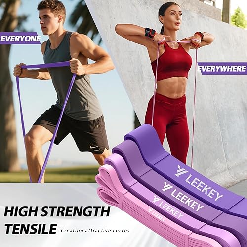 Miniatura 4 de LEEKEY Resistance Bands, Exercise Bands with Handles,Pull Up Assist Bands - Band Set with Door Anchor - Bands for Working Out,Band for Men and Women