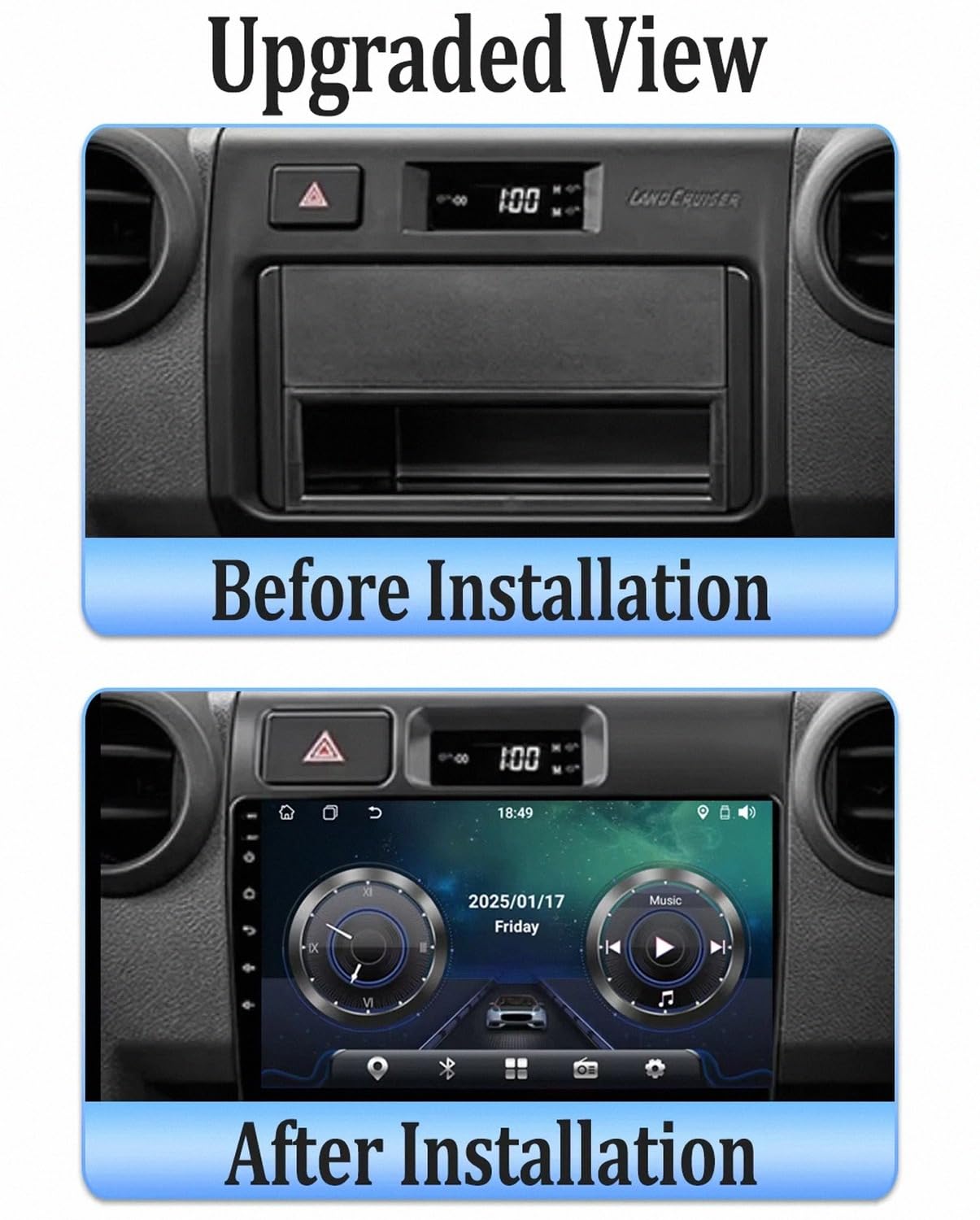 Car Stereo Carplay Radio de Coche para Toyota Land Cruiser 8 J70 70 2023-2024 Soporta Bluetooth, Control Volante, USB, WiFi, 4G, Mirror-Link, GPS Navegador/Radio FM, 4 Nuclear 2G+32G